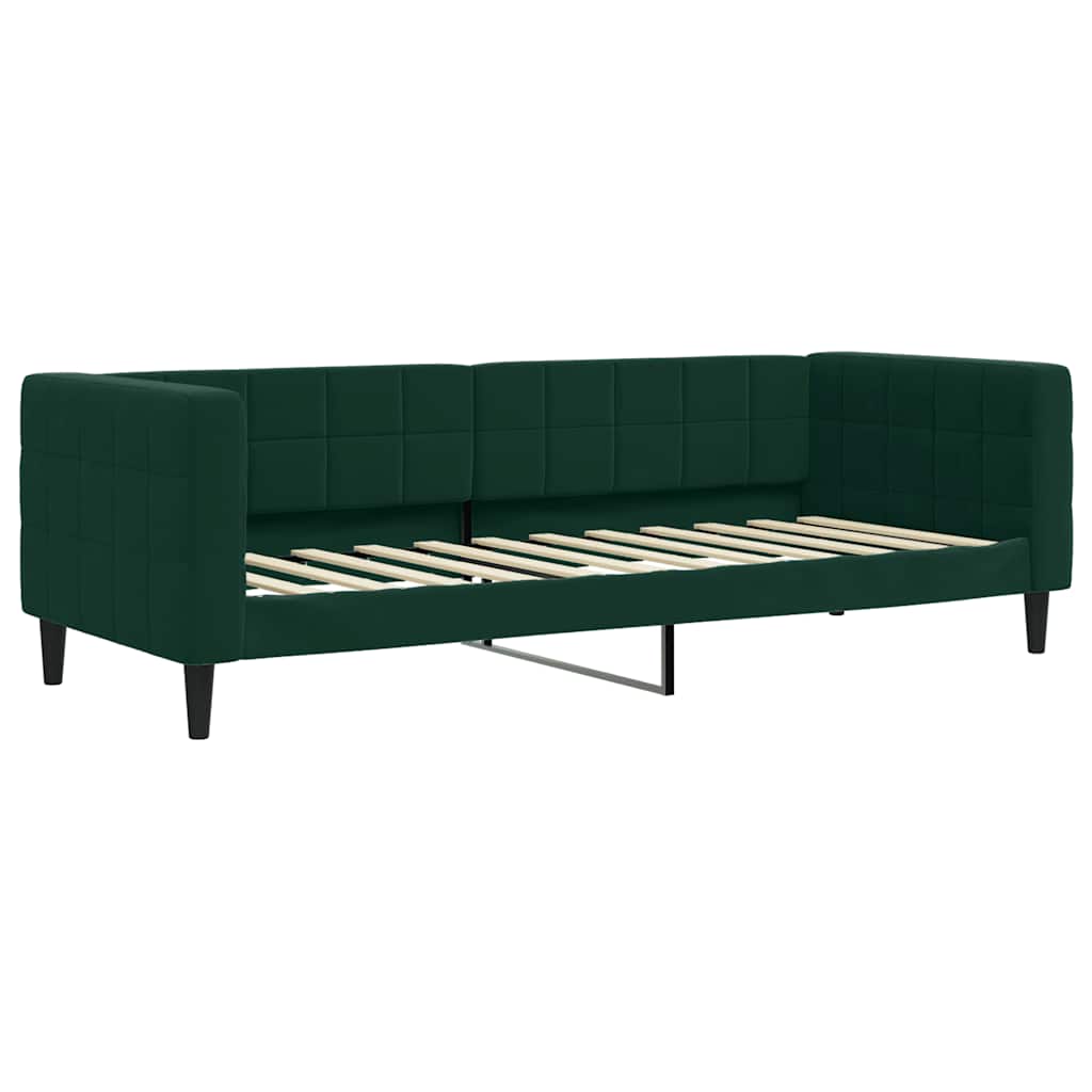 daybed med udtræk og skuffer 80x200 cm velour mørkegrøn