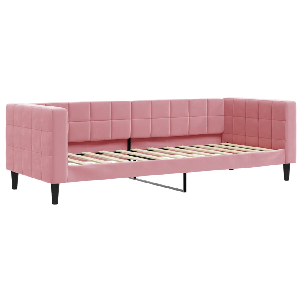 daybed med udtræk og skuffer 80x200 cm velour lyserød
