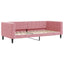 daybed med udtræk og skuffer 90x200 cm velour lyserød