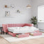 daybed med udtræk og skuffer 90x200 cm velour lyserød