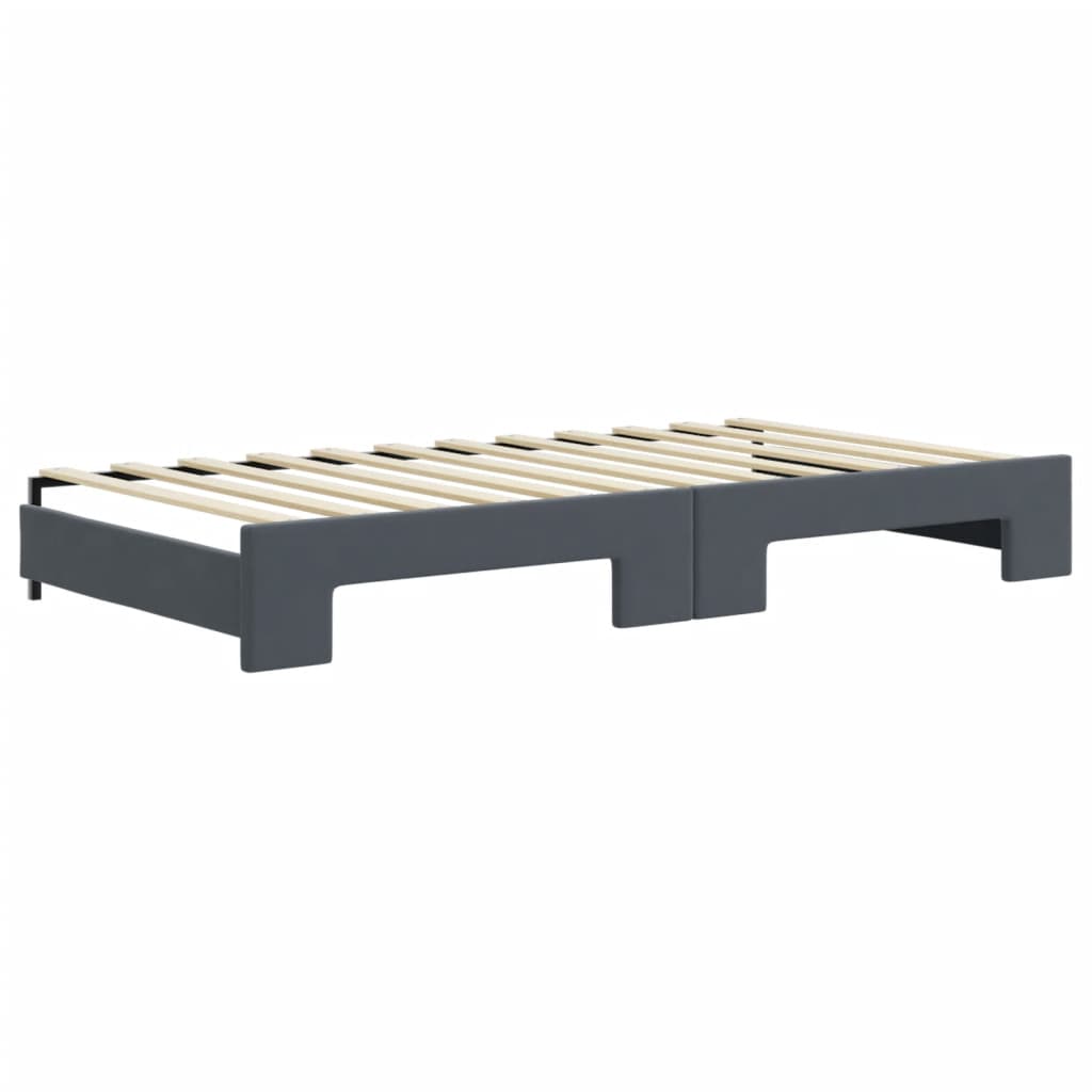daybed med udtræk og skuffer 100x200 cm velour mørkegrå