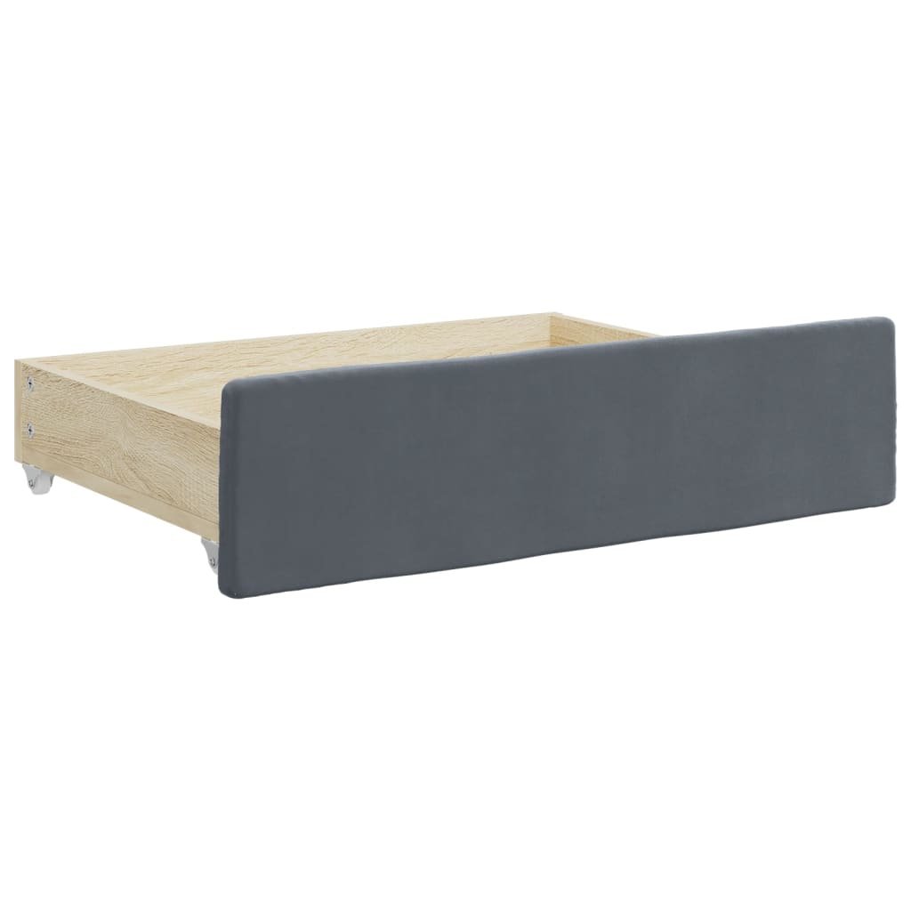 daybed med udtræk og skuffer 100x200 cm velour mørkegrå