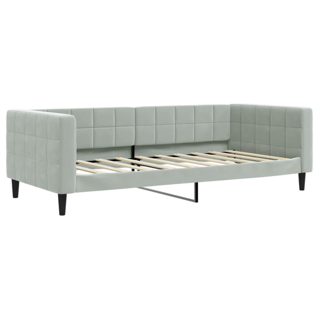 daybed med udtræk og skuffer 90x190 cm velour lysegrå