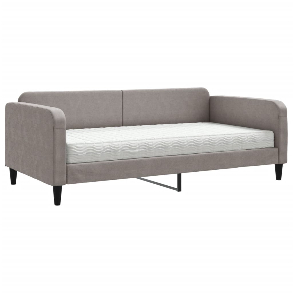 daybed med madras 100x200 cm stof gråbrun