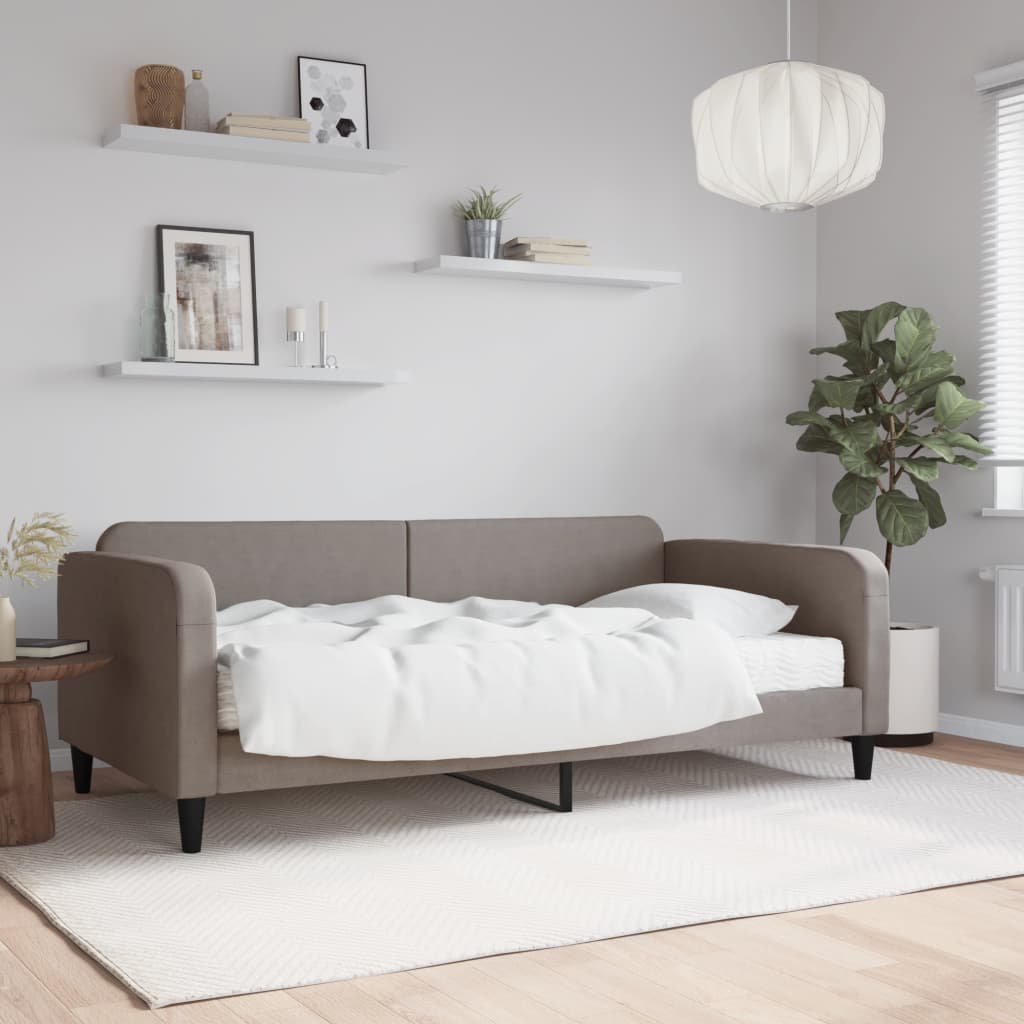daybed med madras 100x200 cm stof gråbrun