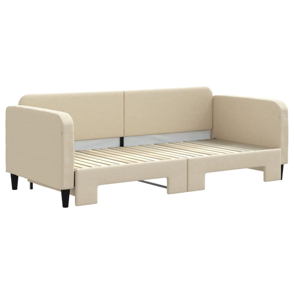 daybed med udtræk 90x200 cm stof cremefarvet
