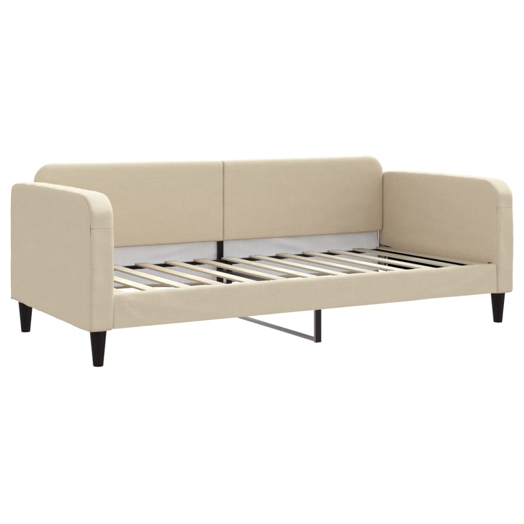daybed med udtræk 90x200 cm stof cremefarvet