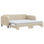 daybed med udtræk og madras 90x200 cm stof cremefarvet