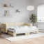daybed med udtræk og madras 90x200 cm stof cremefarvet