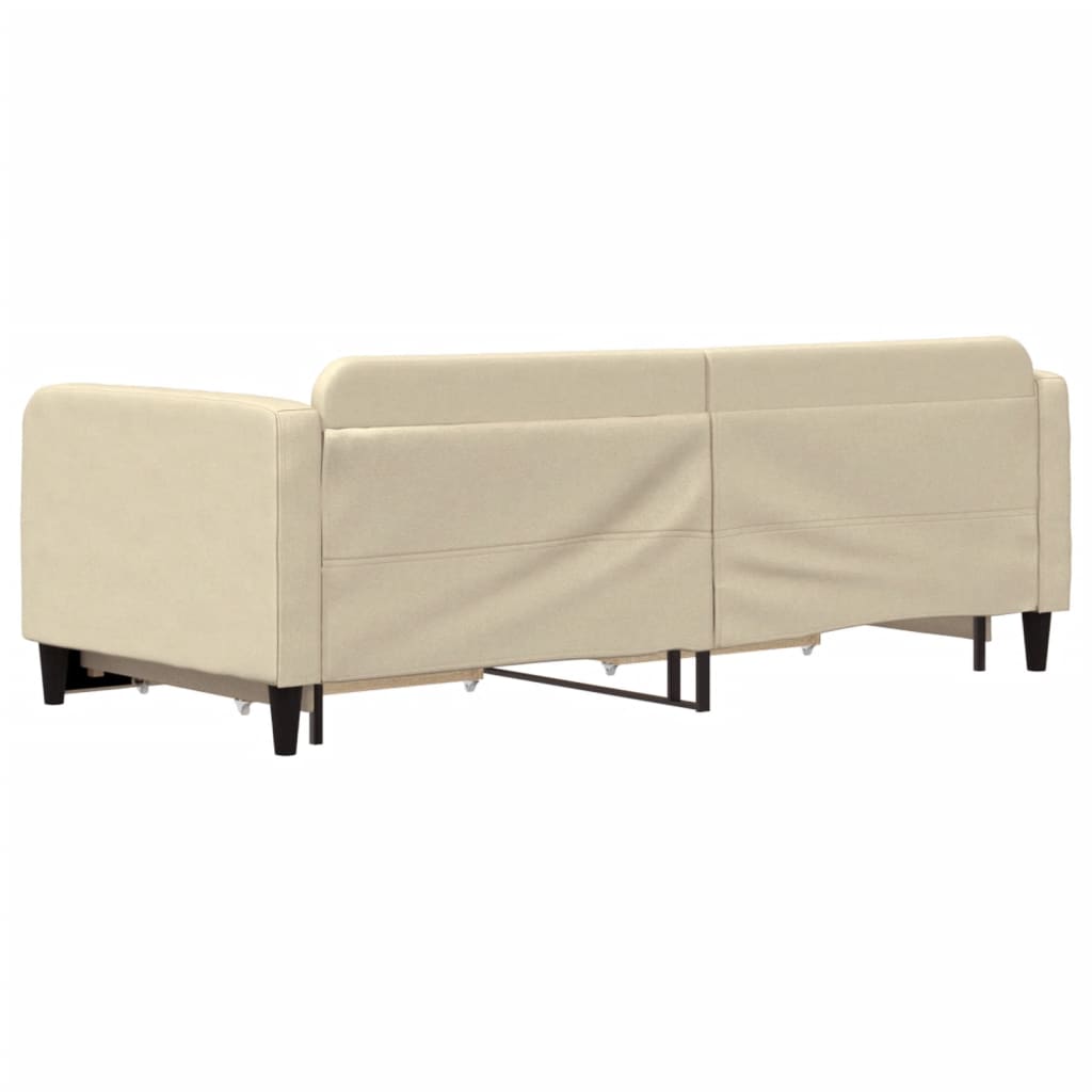 daybed med udtræk og skuffer 90x200 cm stof cremefarvet