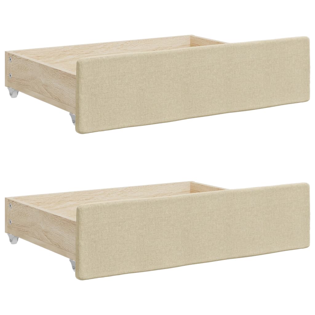 daybed med udtræk og skuffer 90x200 cm stof cremefarvet
