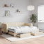 daybed med udtræk og skuffer 90x200 cm stof cremefarvet