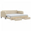 daybed med udtræk og skuffer 90x200 cm stof cremefarvet