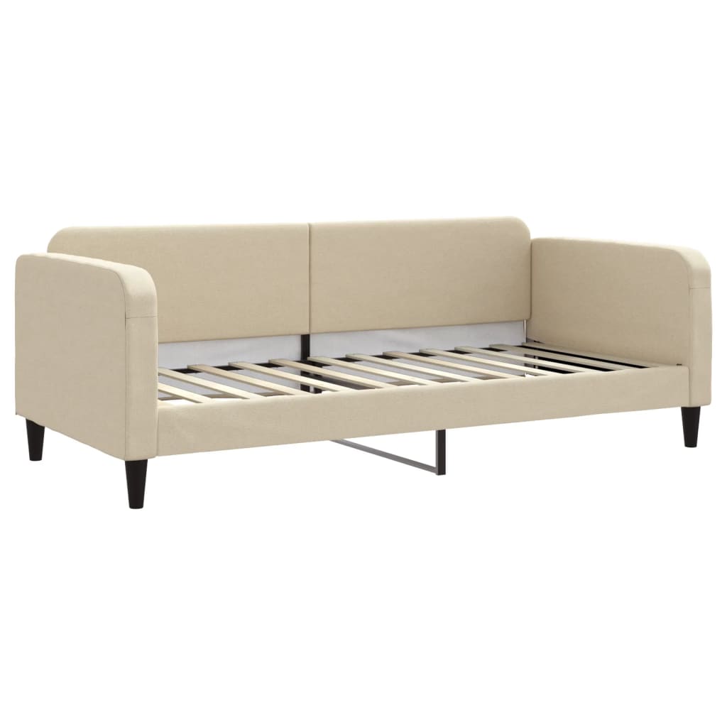 daybed med udtræk og skuffer 90x200 cm stof cremefarvet