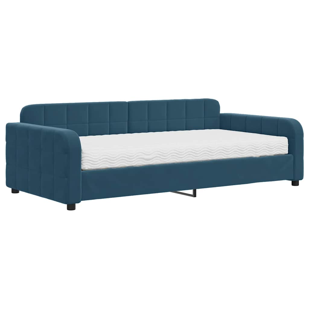 daybed med madras 100x200 cm velour blå
