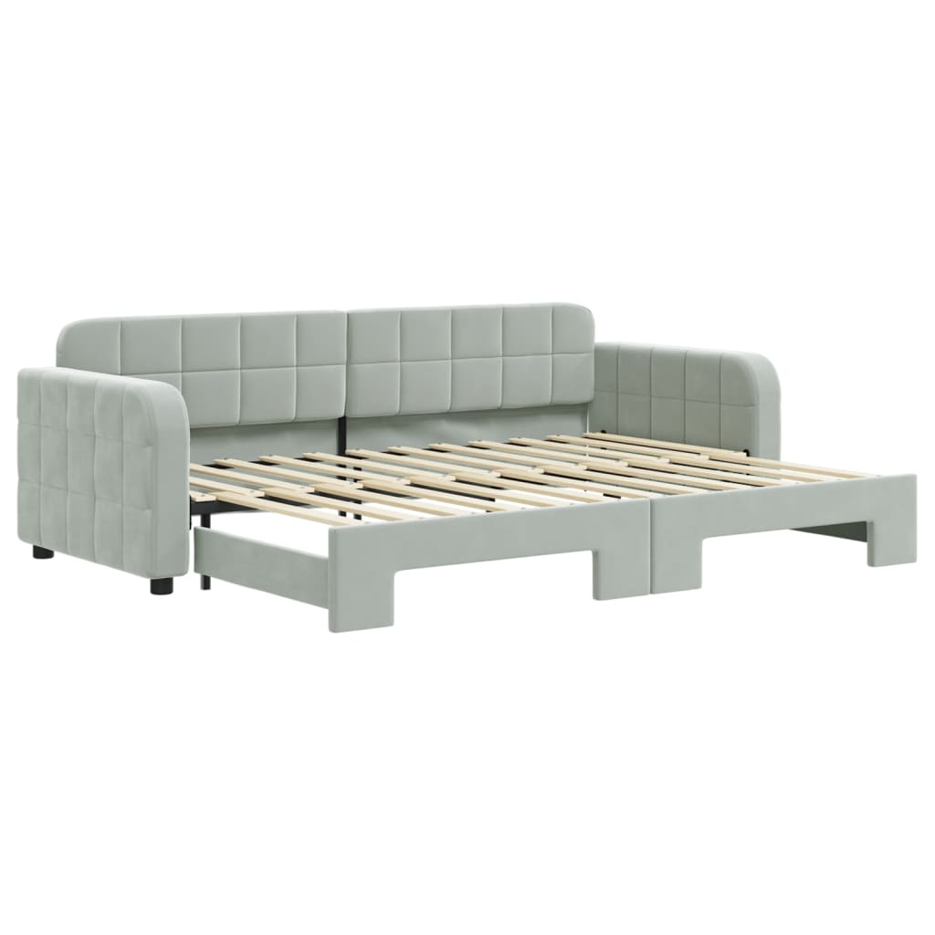 daybed med udtræk 80x200 cm velour lysegrå