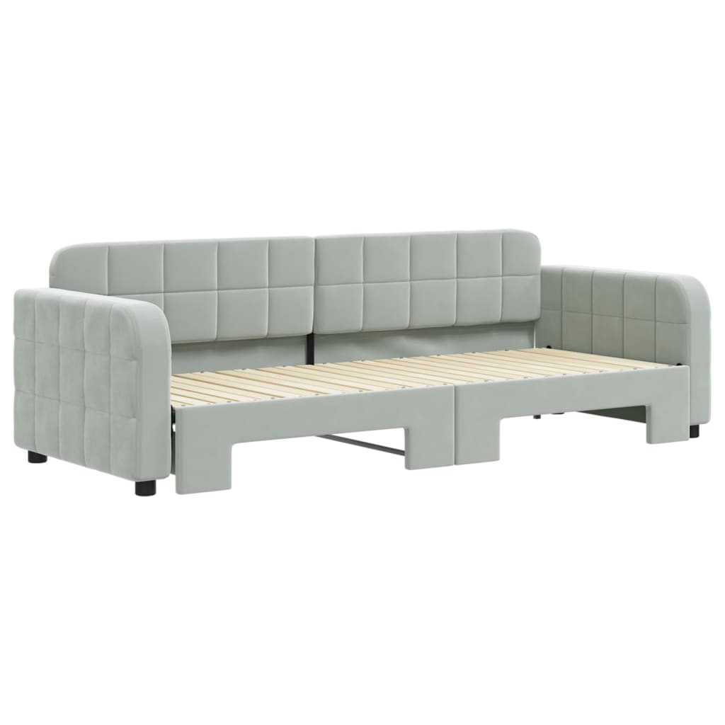 daybed med udtræk 80x200 cm velour lysegrå