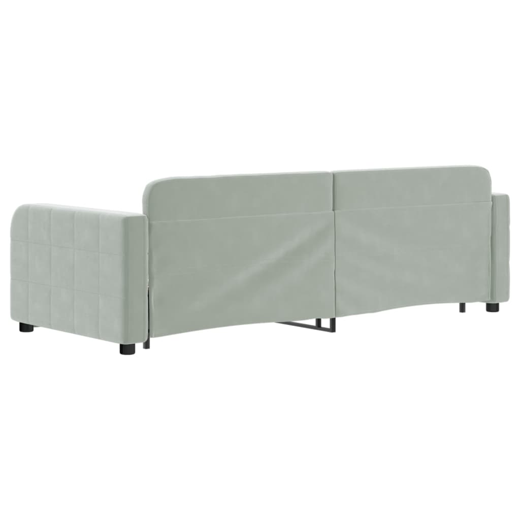 daybed med udtræk 80x200 cm velour lysegrå
