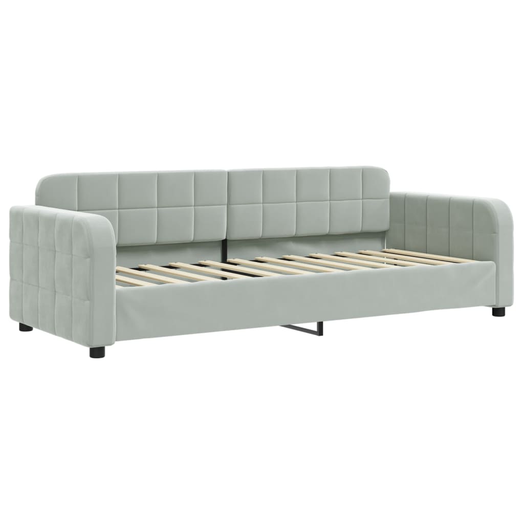 daybed med udtræk 80x200 cm velour lysegrå