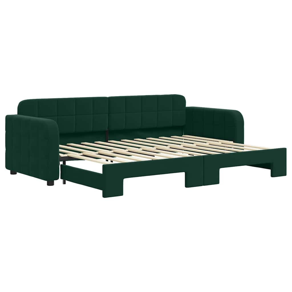 daybed med udtræk 80x200 cm velour mørkegrøn