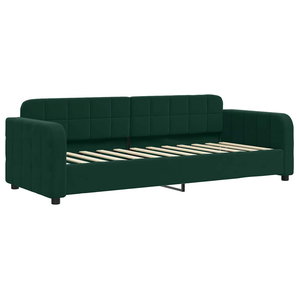 daybed med udtræk 80x200 cm velour mørkegrøn