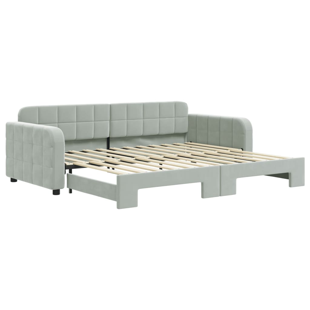daybed med udtræk 90x200 cm velour lysegrå