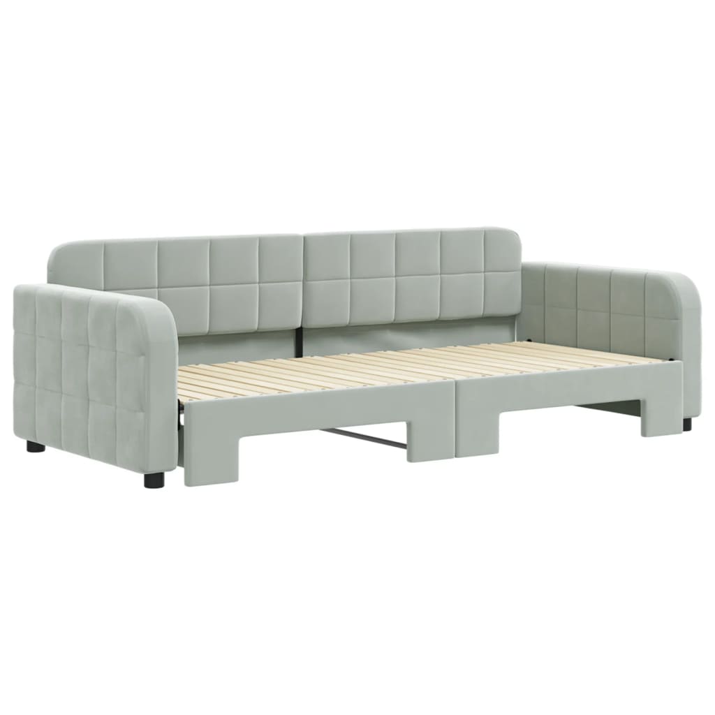 daybed med udtræk 90x200 cm velour lysegrå