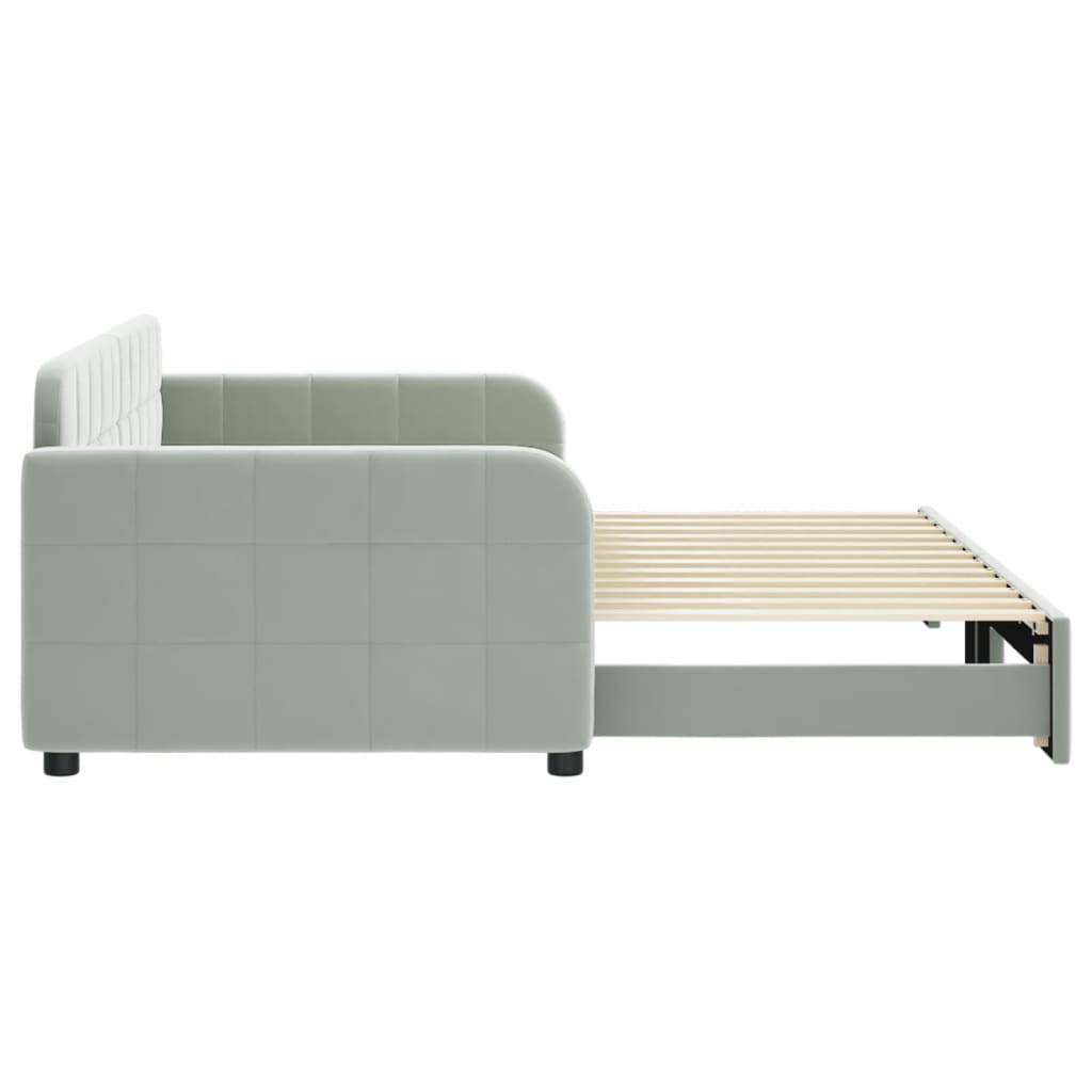 daybed med udtræk 90x200 cm velour lysegrå