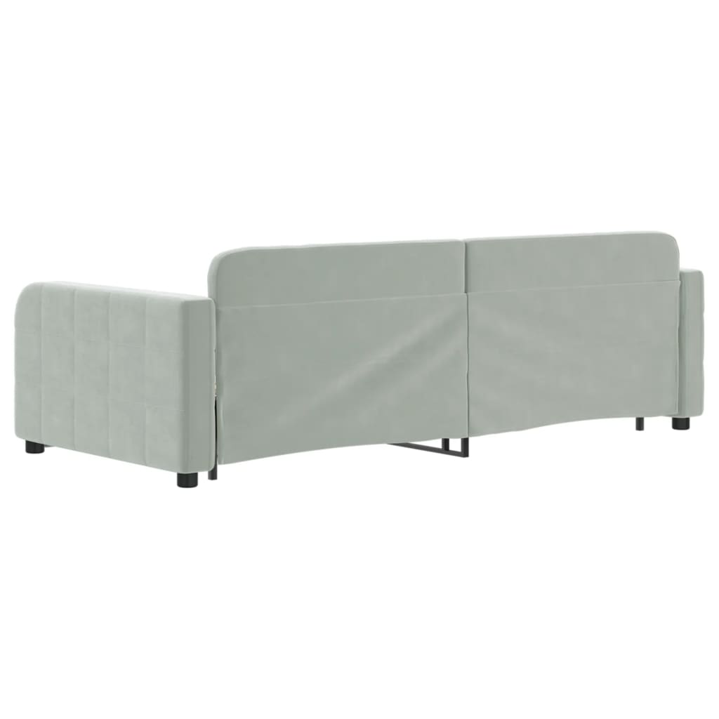 daybed med udtræk 90x200 cm velour lysegrå