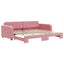 daybed med udtræk 90x200 cm velour lyserød