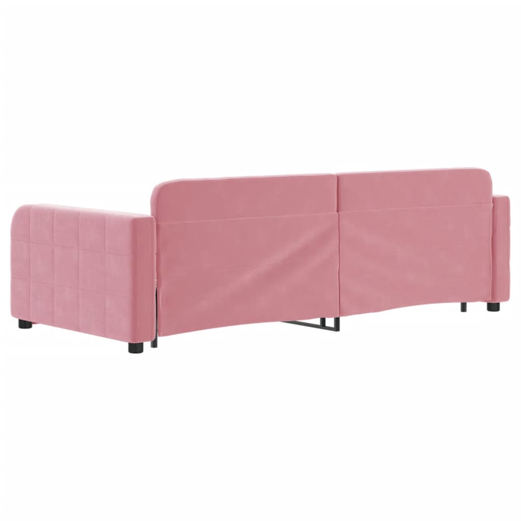 daybed med udtræk 90x200 cm velour lyserød