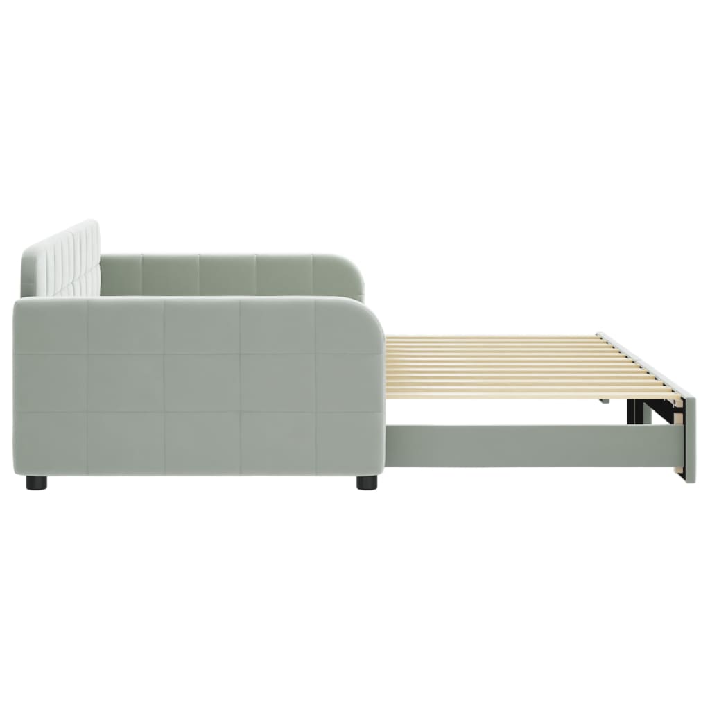 daybed med udtræk 100x200 cm velour lysegrå