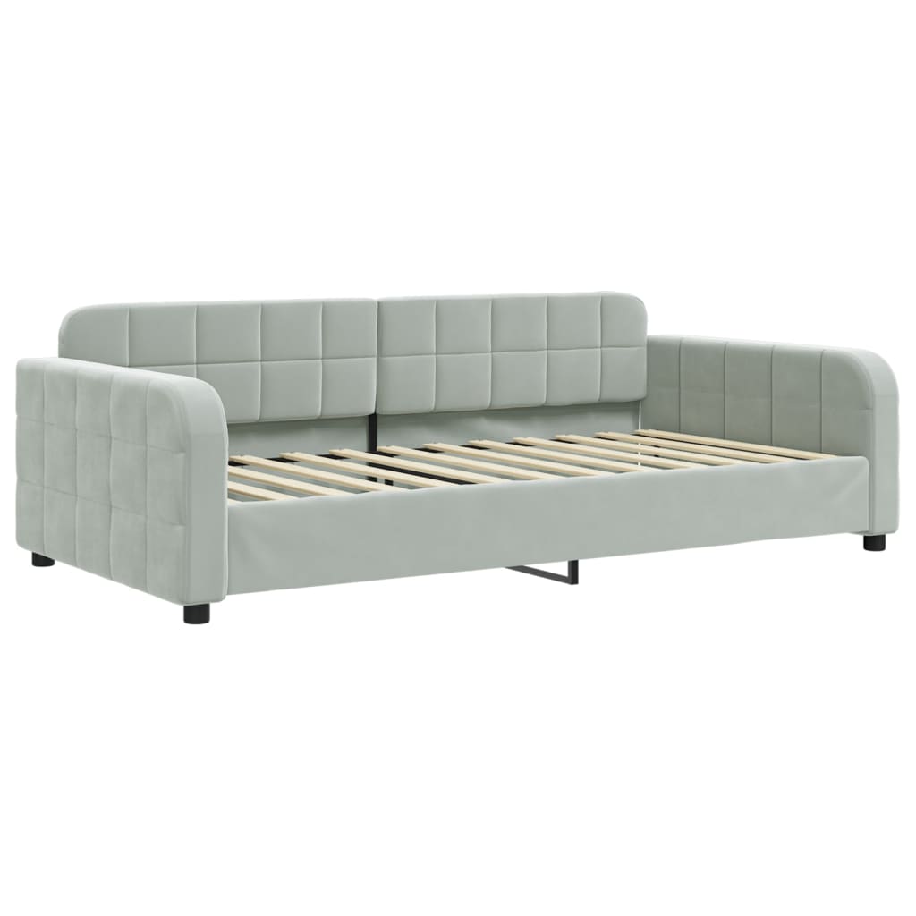 daybed med udtræk 100x200 cm velour lysegrå