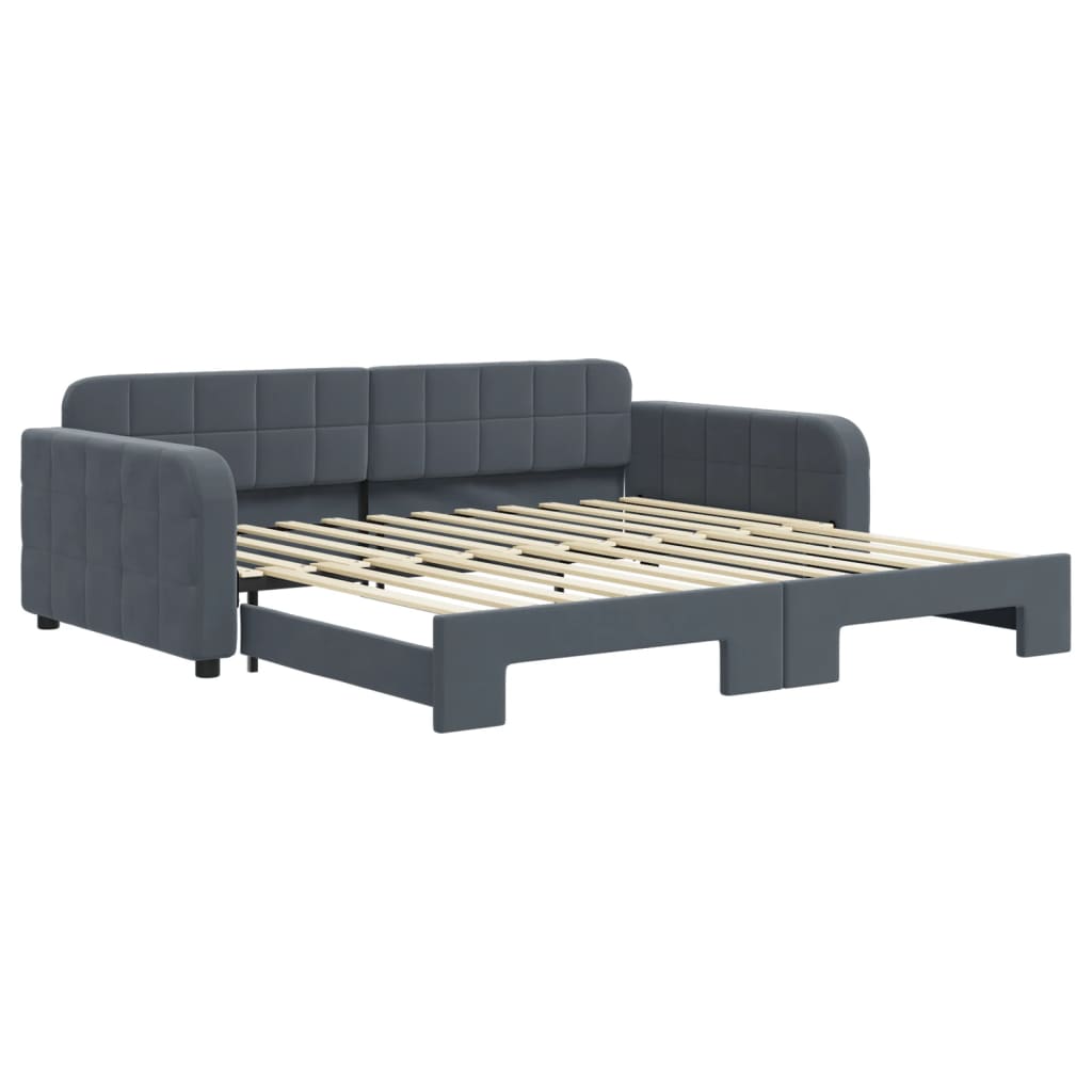 daybed med udtræk 100x200 cm velour mørkegrå