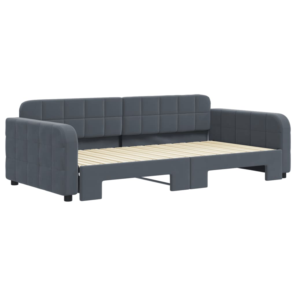 daybed med udtræk 100x200 cm velour mørkegrå