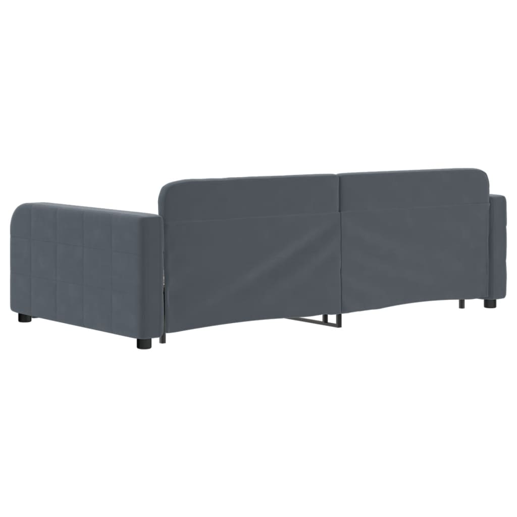 daybed med udtræk 100x200 cm velour mørkegrå