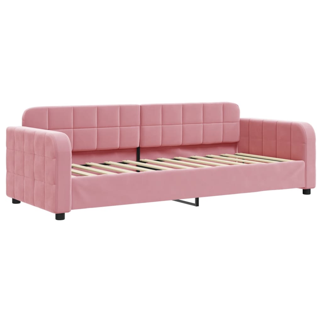 daybed med udtræk og madras 80x200 cm velour lyserød