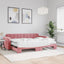 daybed med udtræk og madras 80x200 cm velour lyserød