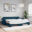 daybed med udtræk og madras 90x200 cm velour blå