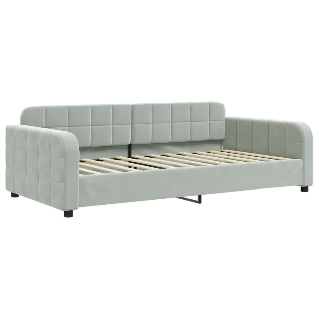 daybed med udtræk og madras 100x200 cm velour lysegrå