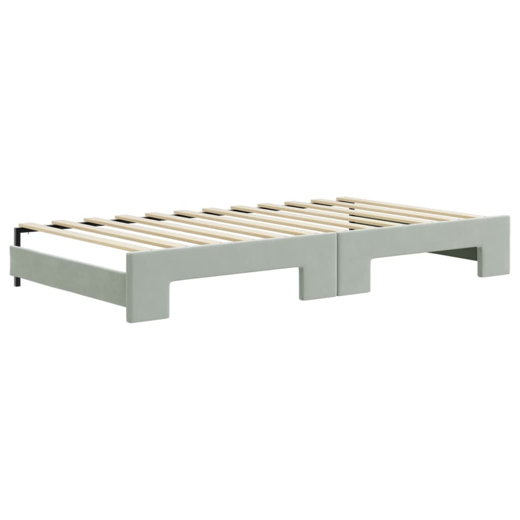 daybed med udtræk og madras 100x200 cm velour lysegrå