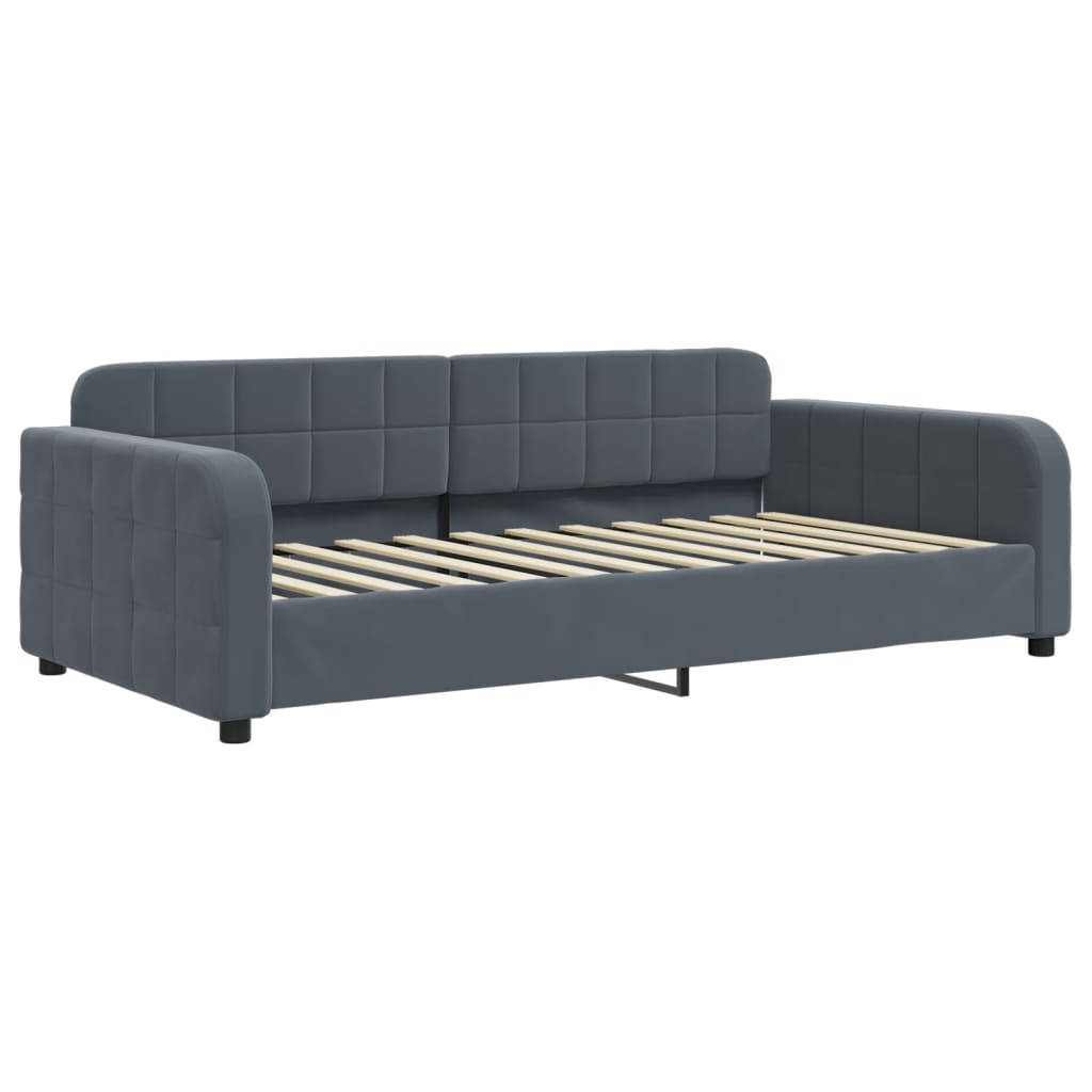 daybed med udtræk og madras 100x200 cm velour mørkegrå