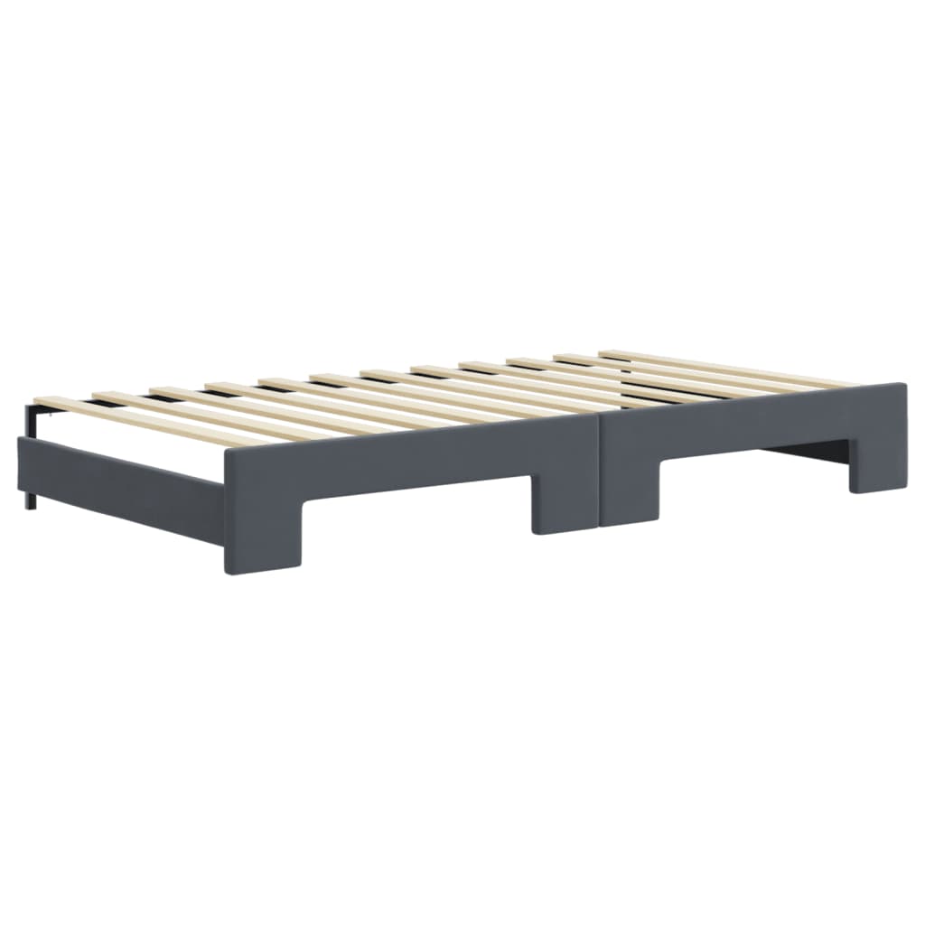 daybed med udtræk og madras 100x200 cm velour mørkegrå