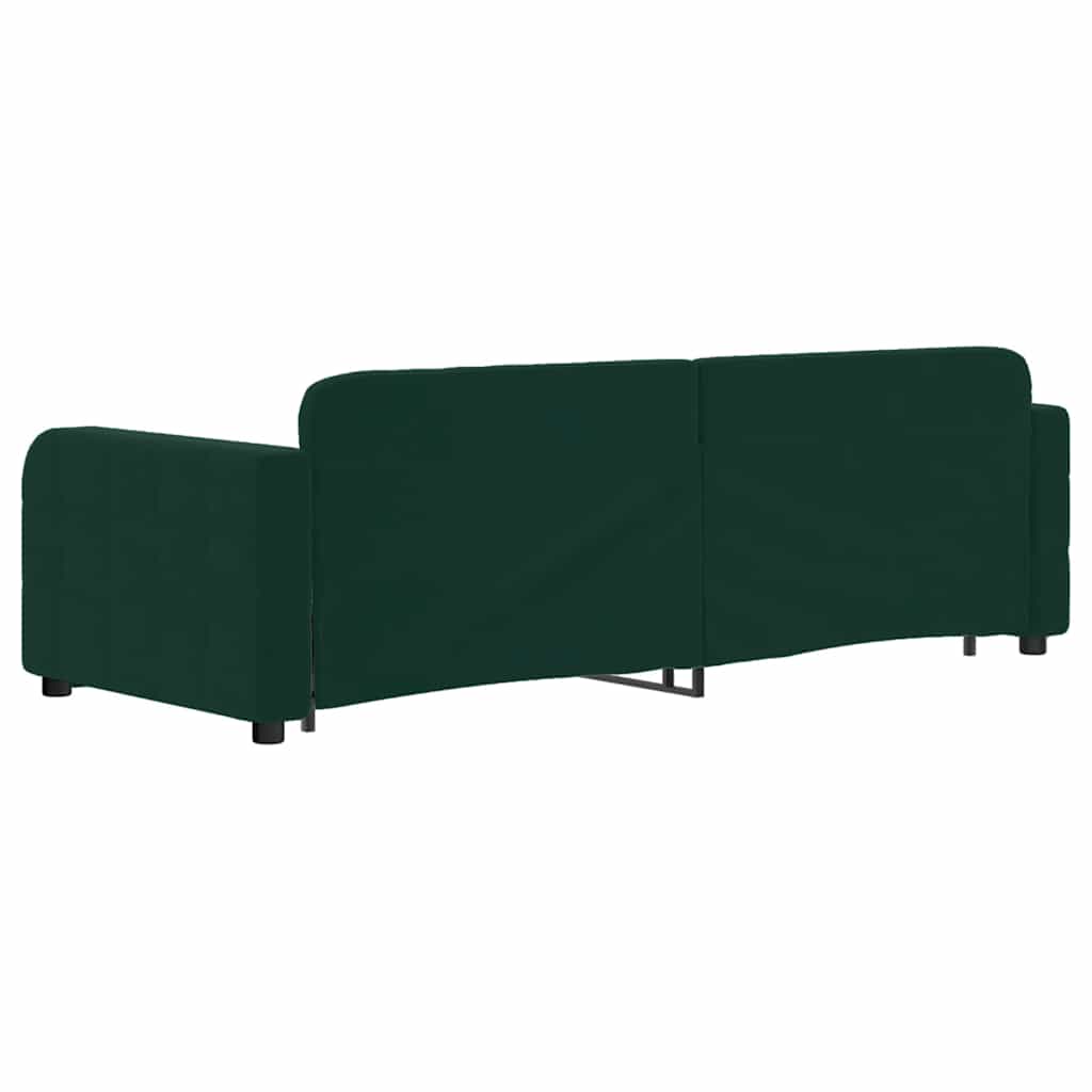 daybed med udtræk og skuffer 80x200 cm velour mørkegrøn