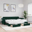 daybed med udtræk og skuffer 80x200 cm velour mørkegrøn