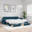daybed med udtræk og skuffer 90x200 cm velour blå