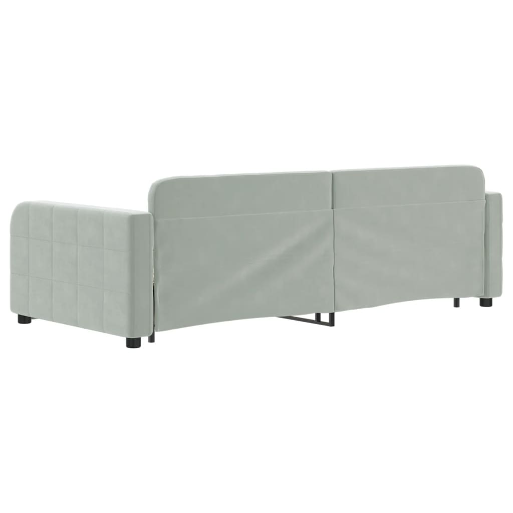 daybed med udtræk og skuffer 90x200 cm velour lysegrå