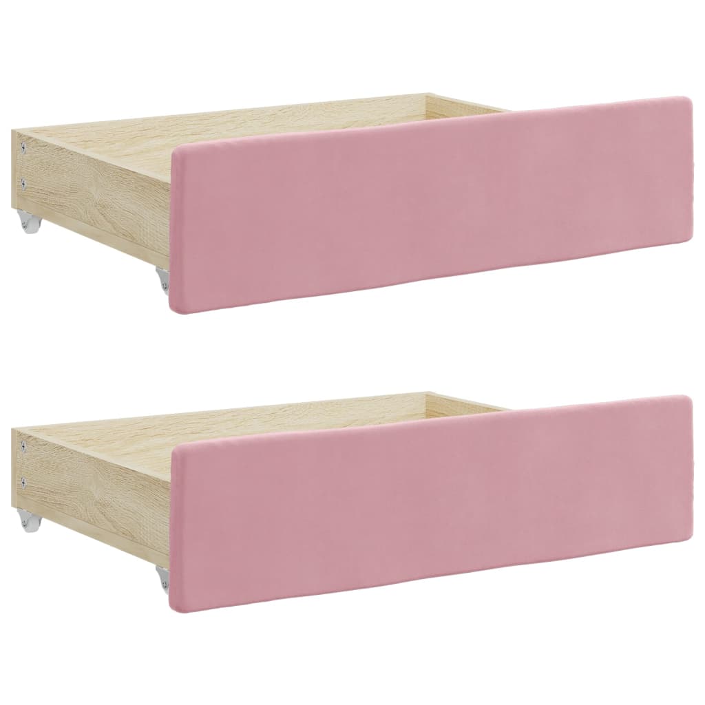 daybed med udtræk og skuffer 90x200 cm velour lyserød