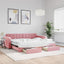 daybed med udtræk og skuffer 90x200 cm velour lyserød