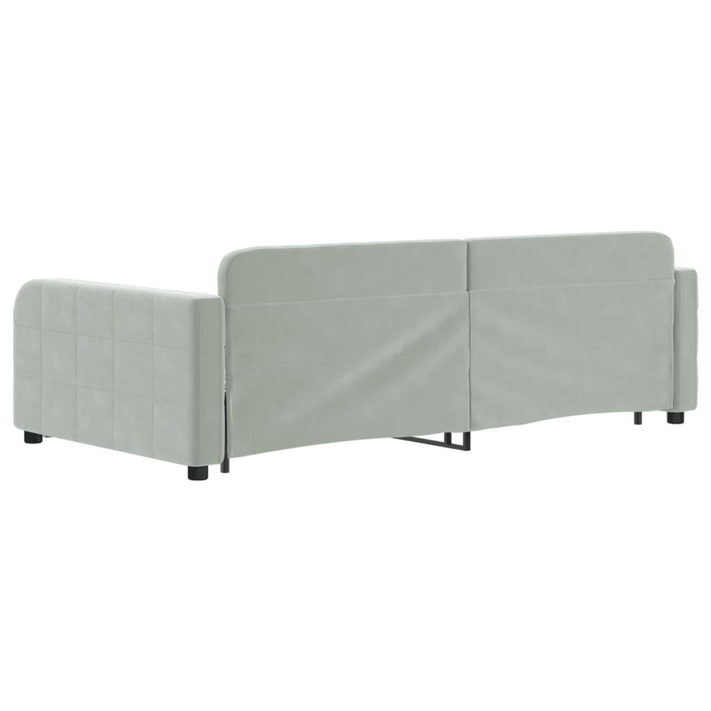 daybed med udtræk og skuffer 100x200 cm velour lysegrå